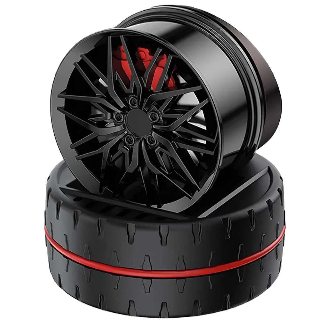 ABUNDANCE Solar Rotating Alloy Wheel Car Perfume | Solar Powered Aromatherapy Air Freshener for Car Dashboard | Luxury Alloy Rim Design | Perfume Oil & Dropper | Dark Copper Colour