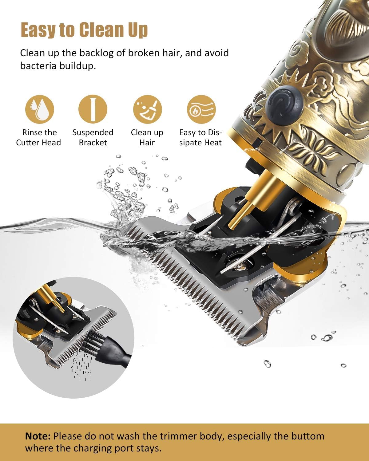 Trimmer Men Professional Cordless Hair Clipper Dragon Style, Rechargeable Trimmer For Beard, Hairs, Moustache & Face, Electric T Blade Zero Gapped Shaving Machine.