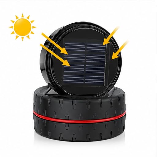 ABUNDANCE Solar Rotating Alloy Wheel Car Perfume | Solar Powered Aromatherapy Air Freshener for Car Dashboard | Luxury Alloy Rim Design | Perfume Oil & Dropper | Dark Copper Colour