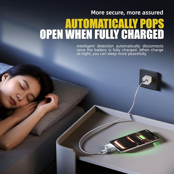 Smart Auto Stop Charging Protector, 140W USB-C Auto Power Cut-Off Device with AI Full-Charge Disconnect, Battery Protection Accessory for Phones, Tablets, Laptops & Type-C Devices