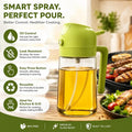 Oil Spray Bottle for Cooking – Sprayer & Dispenser for Kitchen Use, Air Fryer, BBQ, Salad, Dosa, and Frying | Refillable Mister Bottle | Multicolor (2 in 1 Oil Sprayer and Dispenser Bottle)