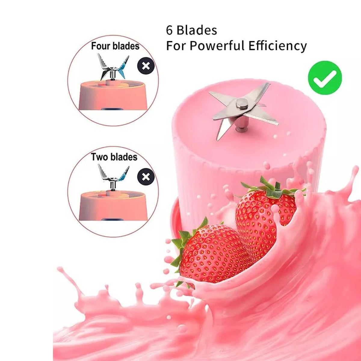 Portable Juicer Blender – 420ml Smoothie Maker with 6 Blades | Dabster