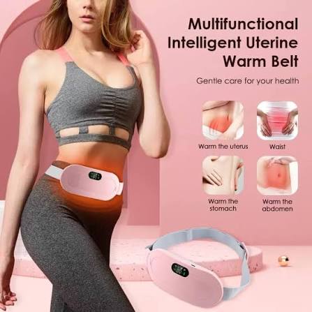 Portable Cordless Heating Pad for Menstrual Cramps Relief for Women | Rechargeable Period Pain Relief Belt | 3 Heat Levels & 4 Massage Modes | Belly & Back Warmer (Pink)