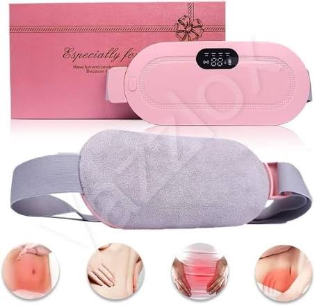 Portable Cordless Heating Pad for Menstrual Cramps Relief for Women | Rechargeable Period Pain Relief Belt | 3 Heat Levels & 4 Massage Modes | Belly & Back Warmer (Pink)