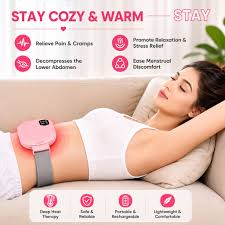 Portable Cordless Heating Pad for Menstrual Cramps Relief for Women | Rechargeable Period Pain Relief Belt | 3 Heat Levels & 4 Massage Modes | Belly & Back Warmer (Pink)